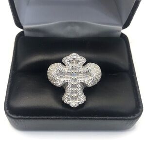 925 Sterling Silver 4.00CT MOISSANITE Cross Men’s Ring size 10, 11 or 12